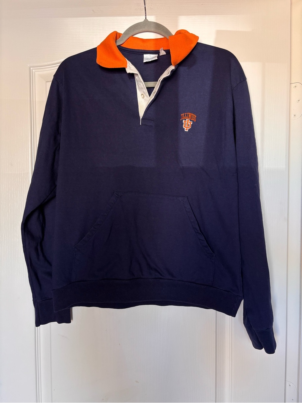 Vintage University Of Illinois Rugby Polo Mens Large Pocket Fighting Illini